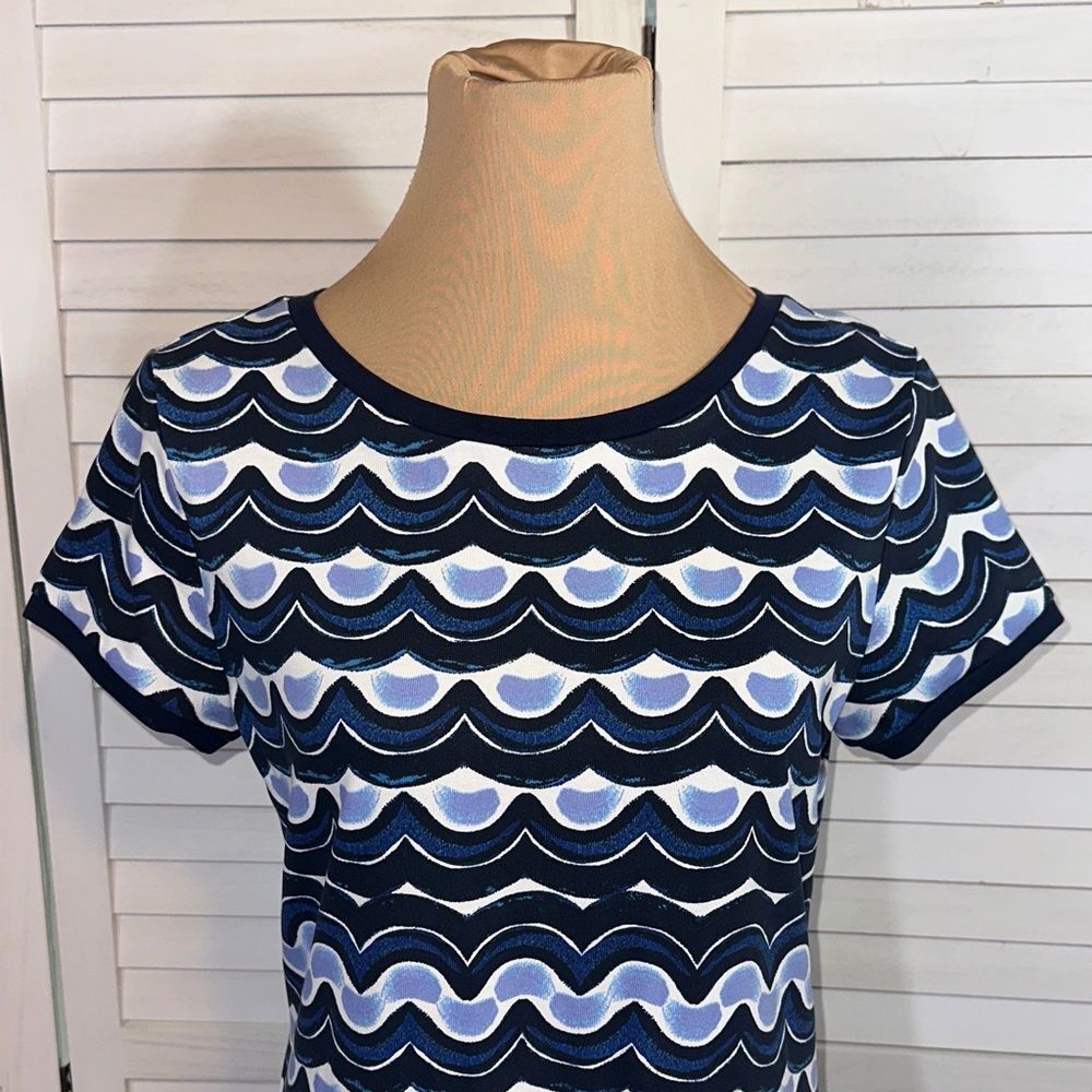 Tommy Bahama Navy Wave Print T-Shirt Dress Size SP NWOT - Picture 4 of 12